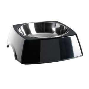 HUNTER Napf MELAMIN-NAPF Carré 350ml Schwarz eckig Edelstahlnapf für Hund Katzen
