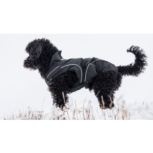 DOGBITE Regenjacke MATT Fexible-System schwarz Mantel für Hunde 55cm