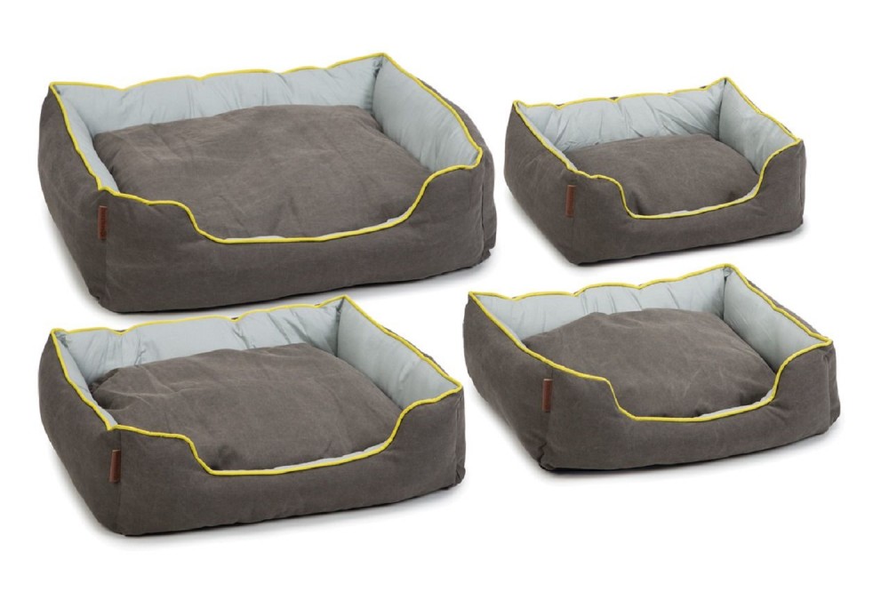 BEEZTEES Liegebett LUMBRO grau-gelb stone-washed Stoff fr Hunde - fu,  44,95