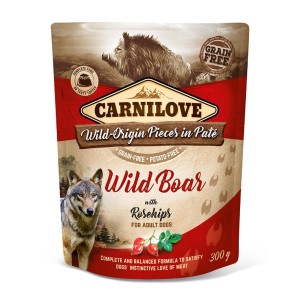 CARNILOVE Nassfutter Paté WILD BOAR WITH ROSEHIPS 85% Fleischanteil 300g für Hunde