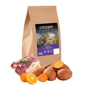 CRAZYPET® Trockenfutter ENTE mit Süßkartoffel getreidefrei für Hunde 2kg