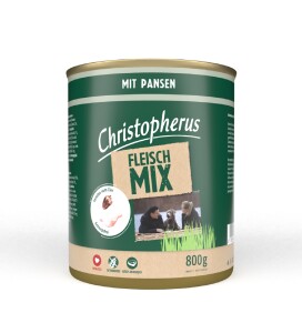 CHRISTOPHERUS Nassfutter FLEISCHMIX mit PANSEN getreidefrei fr Hunde, 1,89