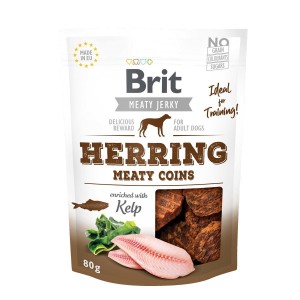 BRIT Snack MEAT JERKY Herings-Taler 80g luftgetrocknet 85% Fleisch für Hunde