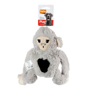 KARLIE Spielzeug PLÜSCH-AFFE weich Plush Toy 21cm Squeeker für Hunde grau Arty