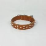 Savelli-Pet Halsband Echtleder abgerundete Nieten 39,5cm - 48,5cm für Hunde
