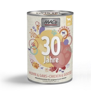 MACS Nassfutter GEBURTSTAGSDOSE HUHN und GANS 99% Fleischanteil 400g für Katzen