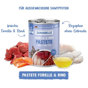 SANABELLE Nassfutter Pastete FORELLE & RIND getreidefrei fr Katzen -, 1,79