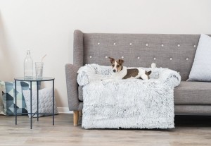 TRIXIE Polster-Schondecke HARVEY Langhaar-Plüsch weiß-schwarz für Hunde