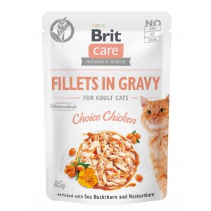 BRIT Nassfutter FILLETS IN GRAVY Choice Chicken 85g getreidefrei fr Katzen