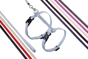 KARLIE Nylongeschirr ART SPORTIV PLUS mit Leine für Katzen GRAU