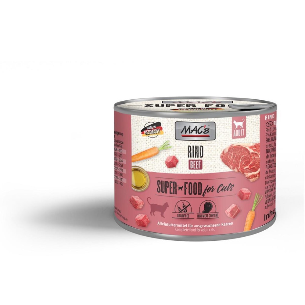 MAC'S Nassfutter CAT RIND getreidefrei fr Katzen hoher Fleischanteil, 1,55