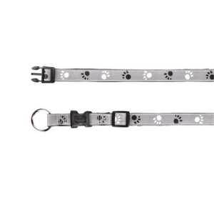 TRIXIE Halsband SILVER REFLECT grau mit Pfoten für Hunde 22-35cm/15mm