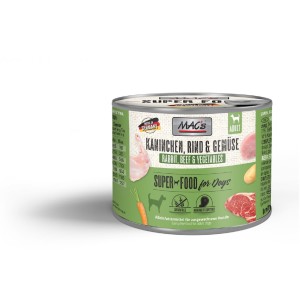 MACS Nassfutter KANINCHEN RIND GEMÜSE 89% Fleischanteil getreidefrei für Hunde