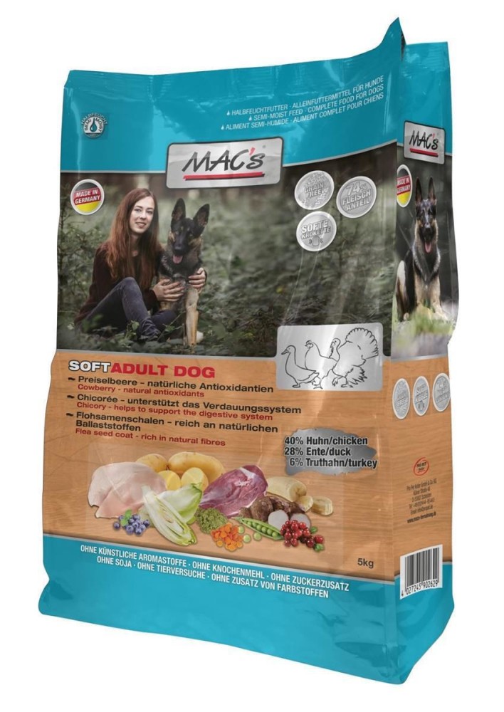 MAC�S SOFT Halbfeuchtfutter HUHN ENTE FISCH getreidefrei für Hunde