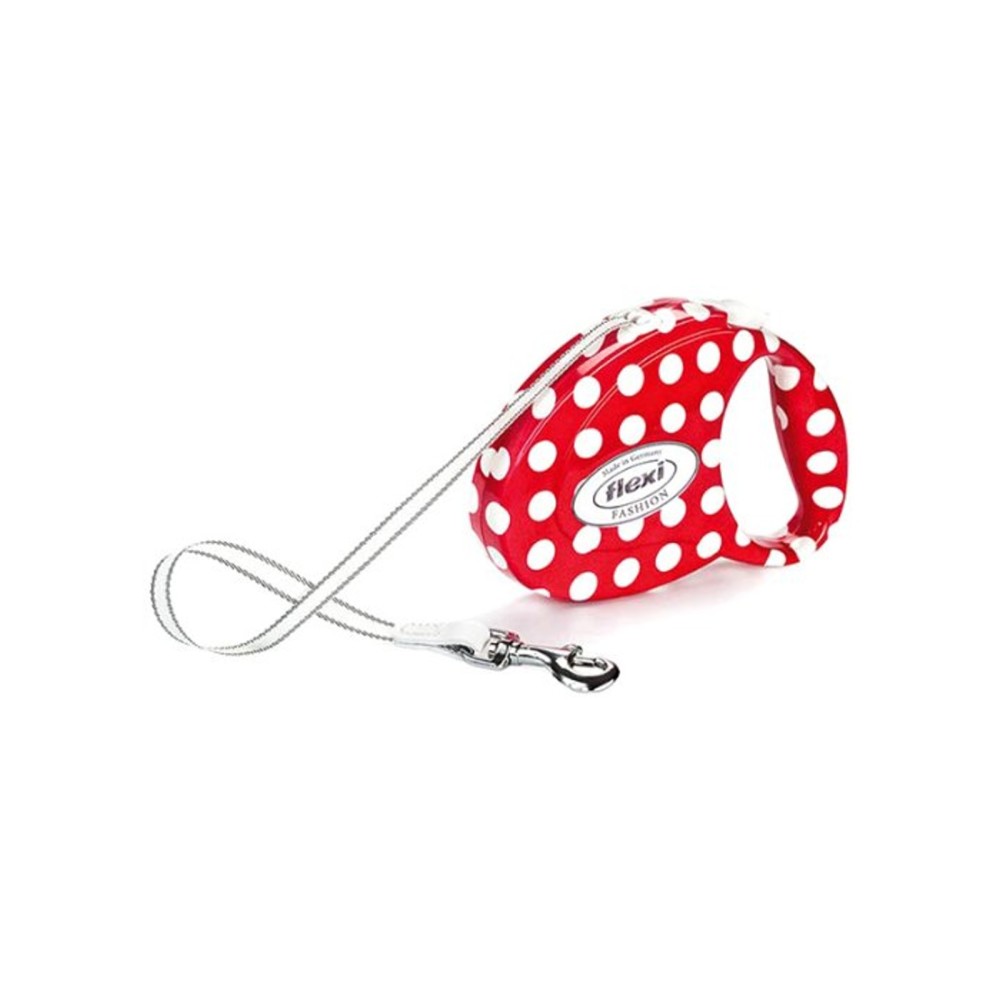 FLEXI RollLeine FASHION LADIES Gr. M 5m Gurt bis 25kg WHITE DOTS für