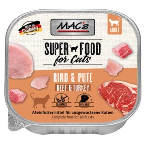 MACS Nassfutter CAT RIND und PUTE Schale 100g fr Katzen