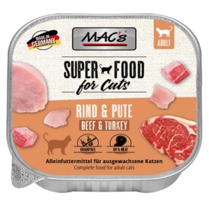 MACS Nassfutter CAT RIND und PUTE Schale 100g für Katzen