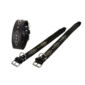 KARLIE Halsband RONDO Schwarz 50mm 70cm Doubliert/Ziernieten für Hunde