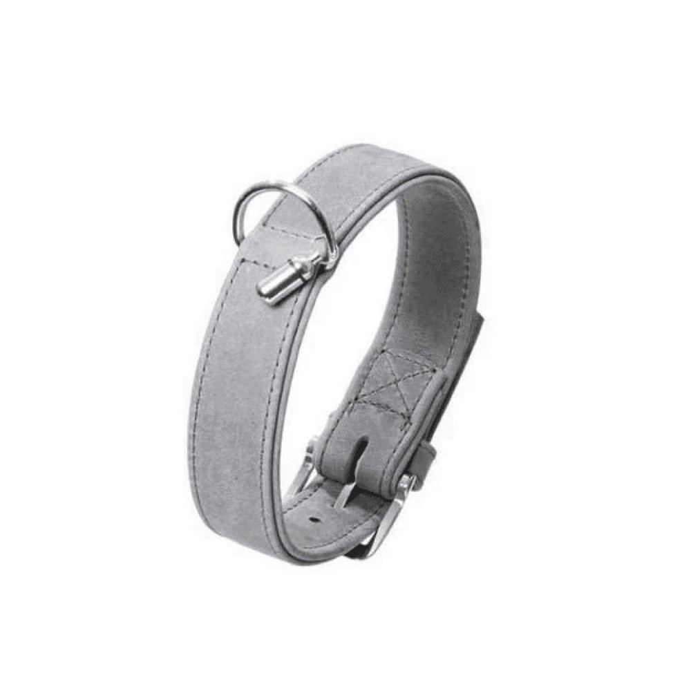 KARLIE Halsband BUFFALO DENIM Kalbsleder 60cm 30mm Farbe Stahl genht,  39,99