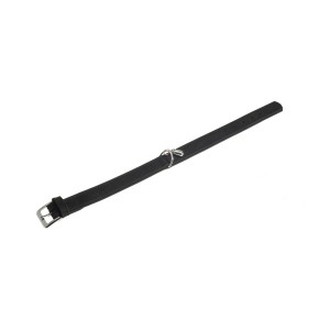 KARLIE Halsband BUFFALO Schwarz 21cm 10mm genäht Leder mit Adresstube für Hunde