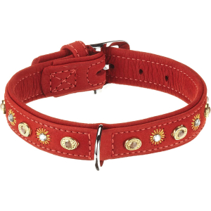 KARLIE Halsband Buffalo Deco 24mm 40cm Rot mit Ornament für Hunde
