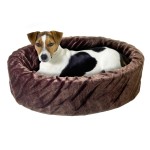 KARLIE Hundebett Teddybett Braun Ø 90cm Rund waschbar