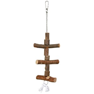 TRIXIE Spielzeug Natural Living NATURHOLZSPIELZEUG mit Kette Tau 40cm für Vögel