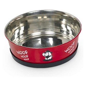NOBBY Edelstahlnapf HEAVY WOOF Rot rutschfest 13,5 cm 0,45 ltr. für Hunde