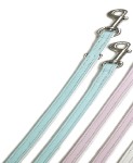 KARLIE Leine VINTAGE FÜHRLEINE Leder hellblau 22mm 200cm weiss unterlegt f Hunde
